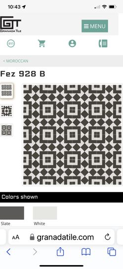 Granada Tile - Fez 928B 8" x 8" Cement Tile 2 Boxes (20 Tiles)