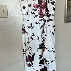 White And Red Brown Prom Dress