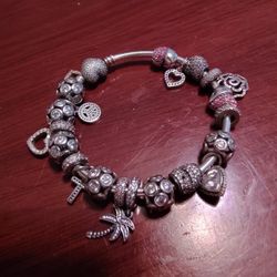 Pandora Charm Bracelet With 22 Pandora Charms