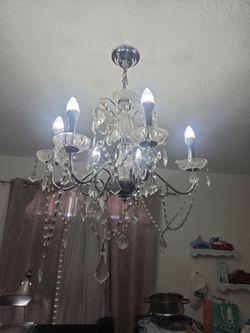Crystal Chandelier 6-Arm Chrome Ceiling Light