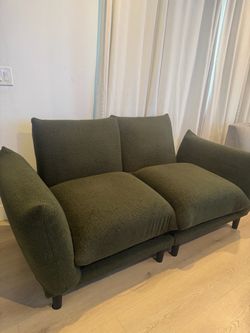 Green Boucle Loveseat Sofa