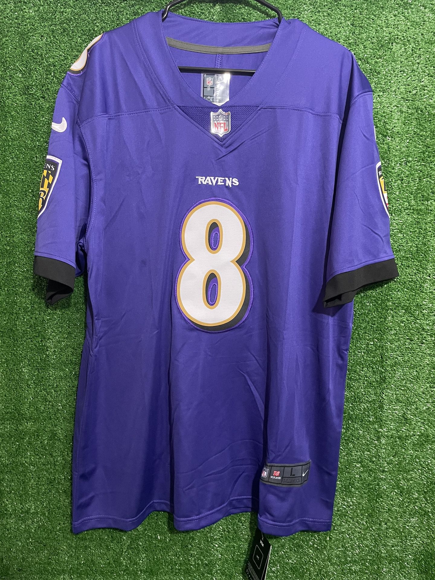 LAMAR JACKSON BALTIMORE RAVENS NIKE JERSEY BRAND NEW WITH TAGS SIZES LARGE AND XL AVAILABLE