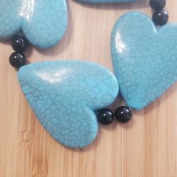 Blue Heart Shaped Bracelet And Earrings Set