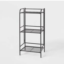 Folding 3 Narrow Shelves Black - Brightroom™: Steel Utility Storage, Powder-Coated, Foldable, 30.5" Height, 15lb Capacity