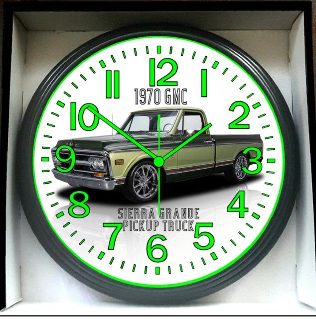 1970 GMC Sierra Short Bed Glow In The Dark Wall Clock New!