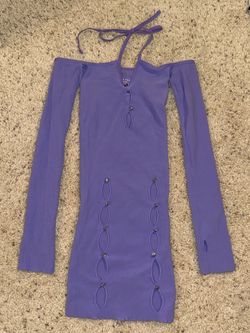 White Fox One Size Purple Off-Shoulder Halter Mini Dress