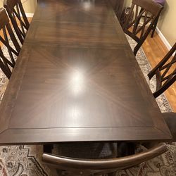 Wood Dining Table & 6 Chairs