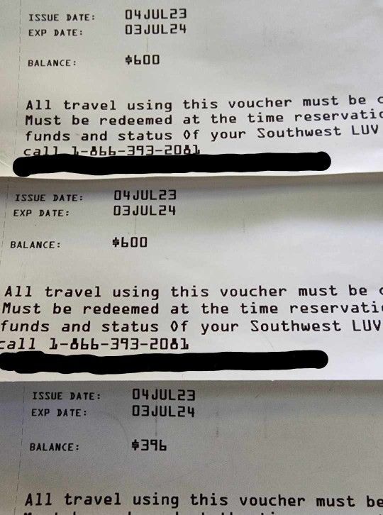 LUV VOUCHER ( SOUTHWEST AIRLINES )