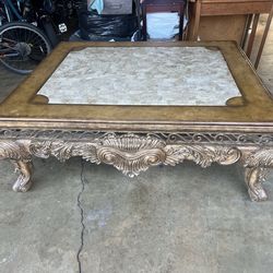 Heavy & Large Marble Top Inlay Coffee Table