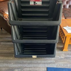 FREE - Three Husky Stackable Storage Bins