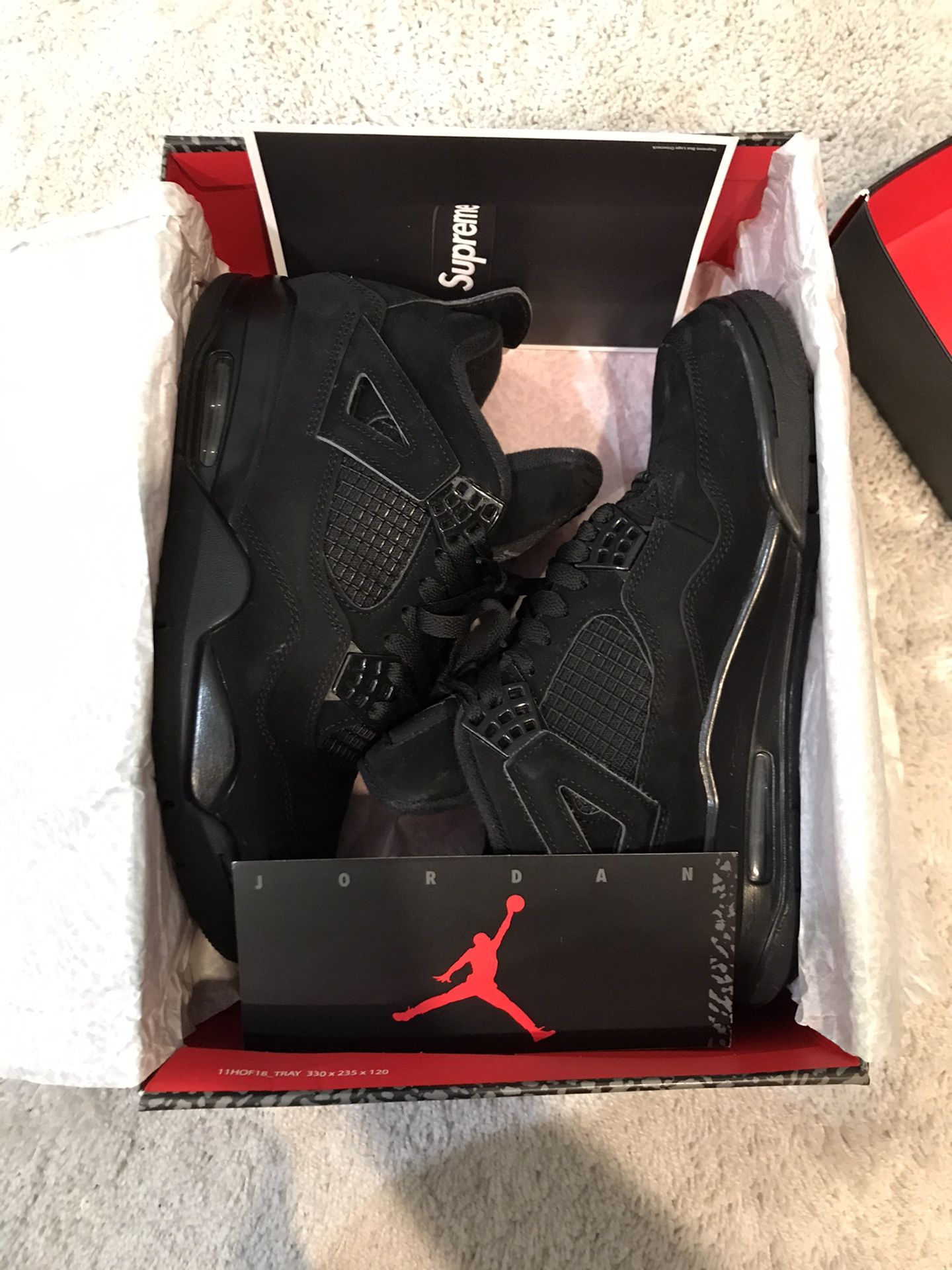 3 pairs of retro4s(BLACKCAT) Air Jordan’s 2 pairs BOTHE BRAND NEW and 1 pair worn 4 times.