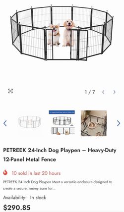 PETREEK 24 Inch Dog Playpen - Heavy-Duty 12-Panel Metal Fence
