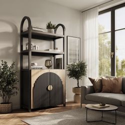 BELLEZE-72-inch-high arched shelving with storage