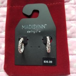 NEW STERLING SILVER BRAIDED HOOP EARRINGS NICE!