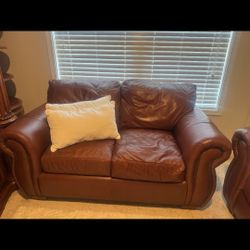 Brown  Italian  Leather  Love Seat 