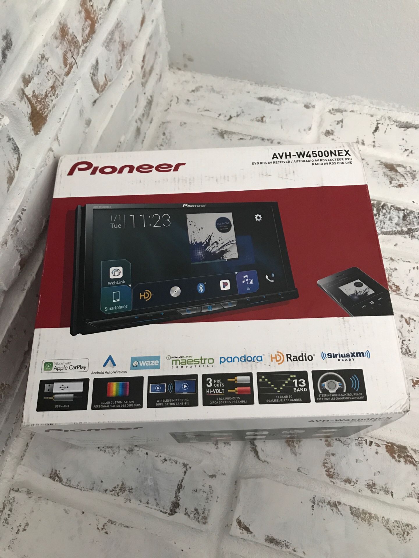 Pioneer AVH-W4500NEX Double DIN Wireless Mirroring Android Auto, Carplay In-Dash DVD/CD Car Stereo Receiver, 7" Touchscreen