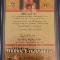 
“LeBron James 2003-04 Upper Deck Rookie Exclusives with Auto & COA – Rare Lot”
