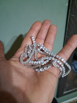 Sterling silver moissanite tennis bracelet."
"Moissanite necklace, diamond look, excellent condition."earrings