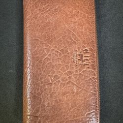 WILL Brown Leather Goods Zip Around Wallet Wristlet Clutch Brown Cognac