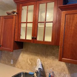 10 year-old cherry wood cabinets. Sile Stone countertops.
Also bathroom cabinets. 