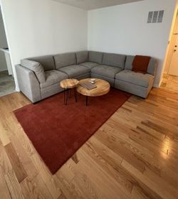 Gray Fabric L-Shaped Sectional Sofa
