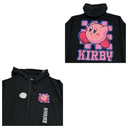 Kirby Nintendo Black Pullover Hoodie Sweatshirt Mens Medium & 2XL  New 