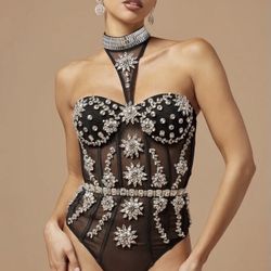 NWT Beautiful Top Embellished Bodysuit Nova Luxe