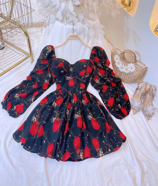 Chiffon Long Sleeve Summer Fairy Mini Dress / Small- Medium Available 