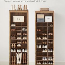Shoe Storage Cabinet, 10 Tier Shoe Rack Organizer, Holds Up to 30 Pairs of Shoes, for Entryway Bedroom, 12.6 x 24.8 x 73.6 Inches, Rustic Walnut ULBS2