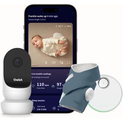 Owlet Dream Duo 2 Smart Baby Monitor - 1080p HD Video Baby Monitor with Dream Sock - Baby Foot Monitor and Sensor Tracks Heartbeat and Oxygen Levels i