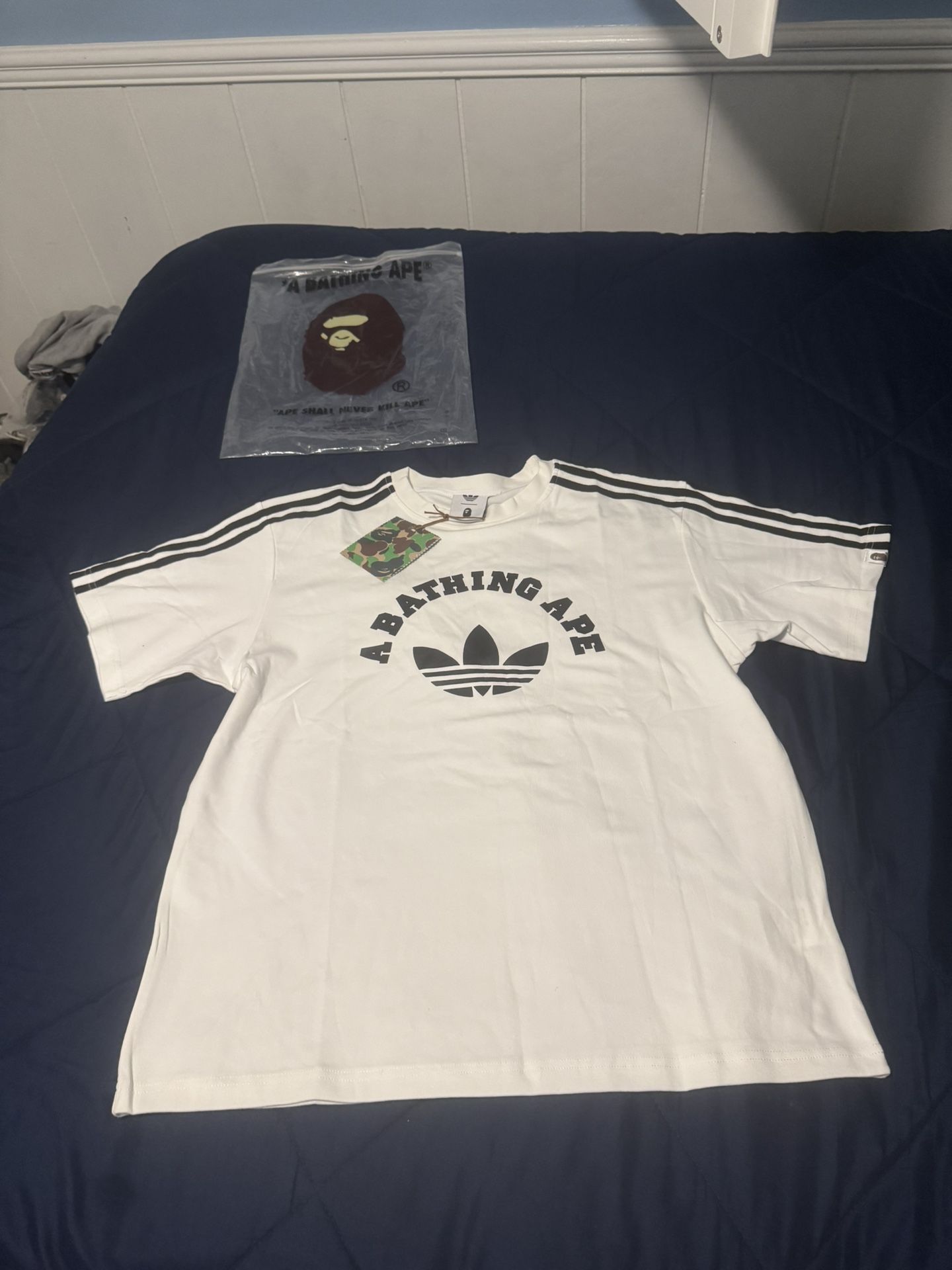 Bape X Adidas T Shirt Color White And Black Never Worn Size Medium