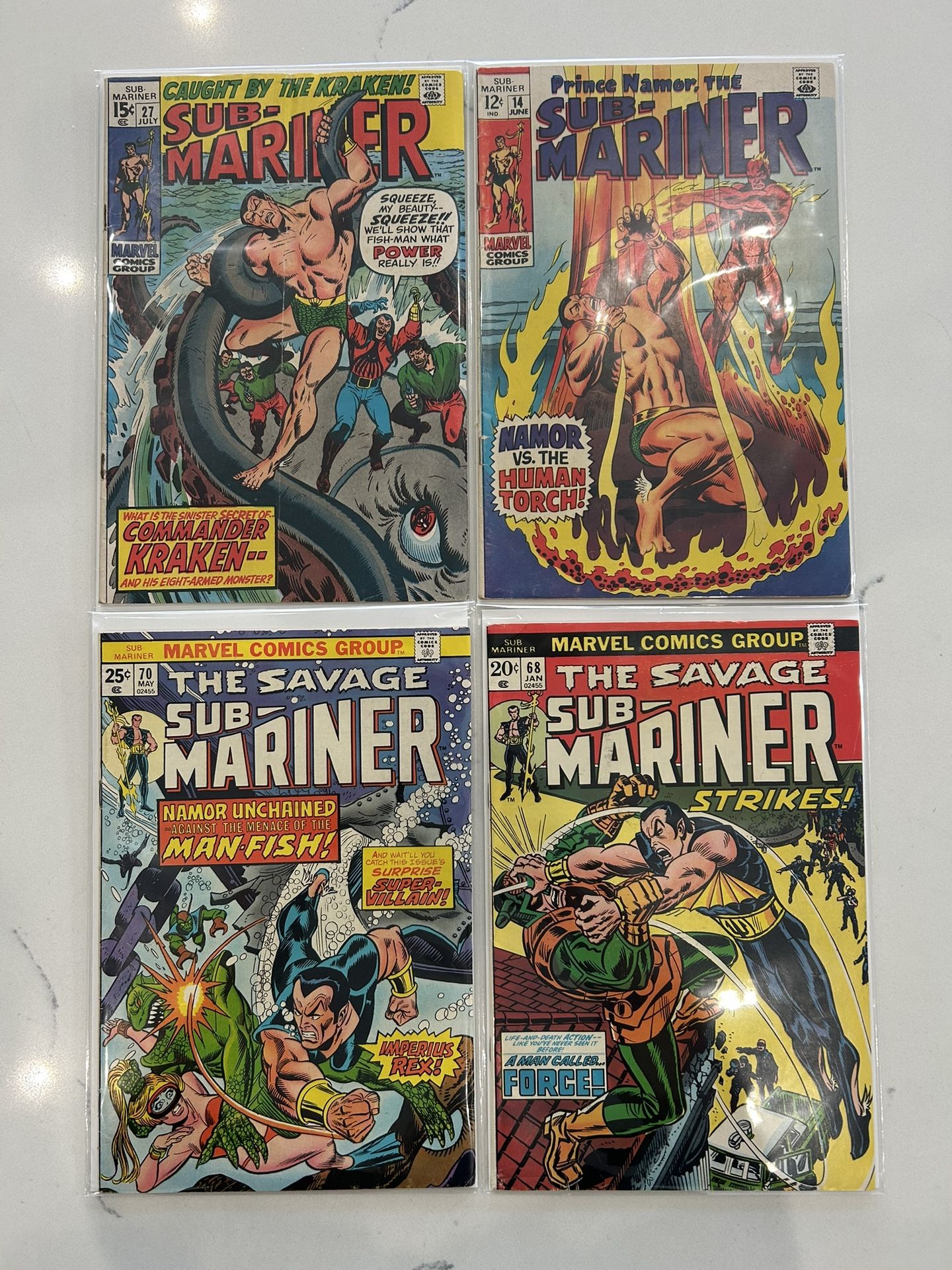 Sub-Mariner 14,27,68,70 Bundle. VG-FN, low mid grade condition
