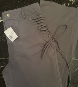 Light grey laced up pants