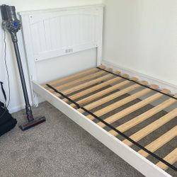 White Twin Bed Frame Wood Wooden