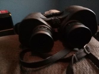 Vintage Black Binoculars with Neck Strap