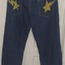 Bape STAR LOGO Jeans 42x30 Mens Blue Denim