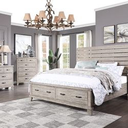 4-piece Platform Wood Bedroom Set 