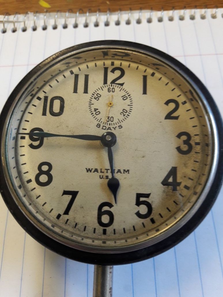 ANTIQUE WALTHAM 1912 8 DAY CAR CLOCK