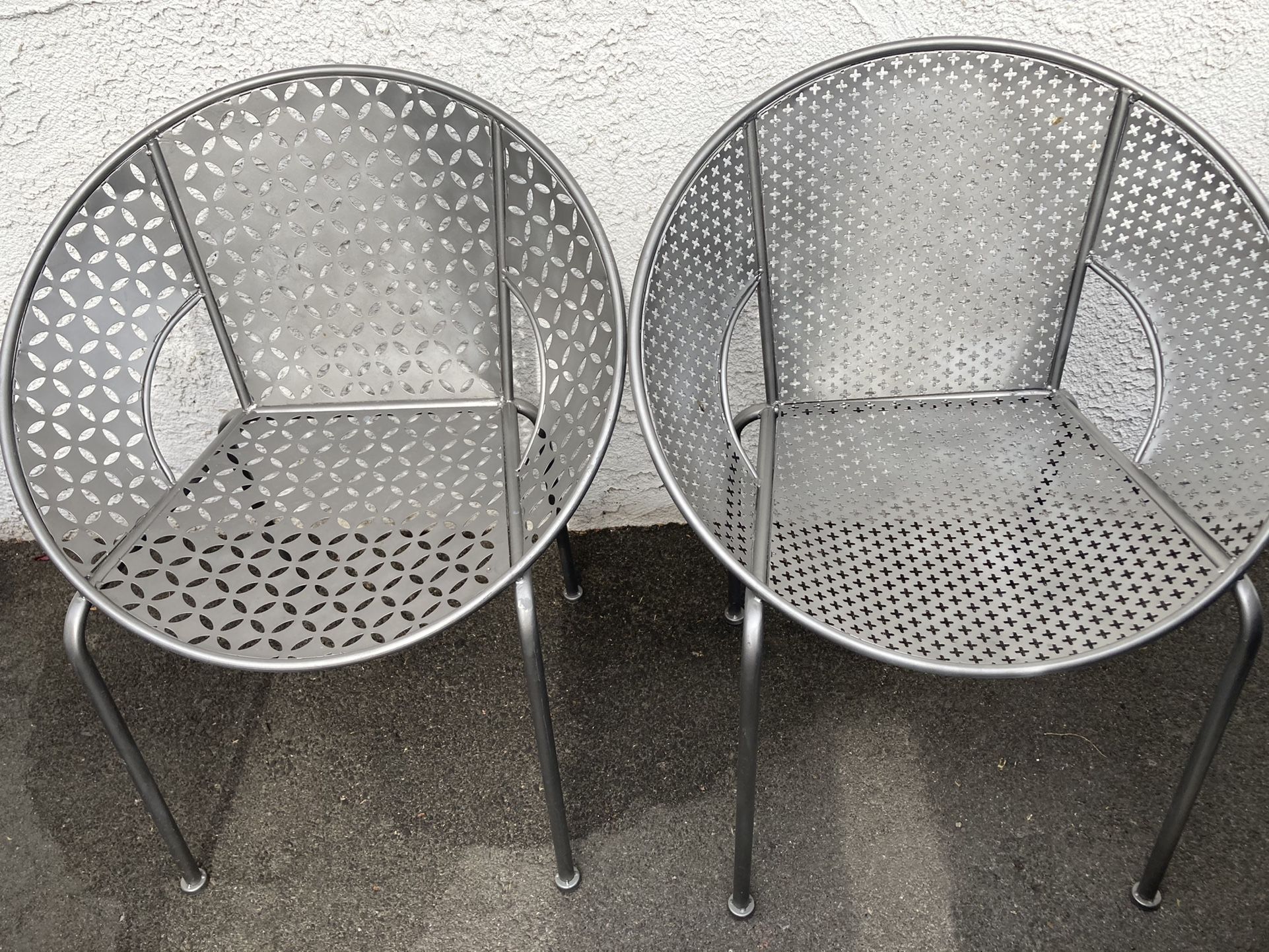 Pair Of Galvanized  Steel Saucer Chair 