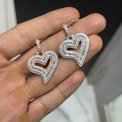 Baguette Diamond Heart Pendants