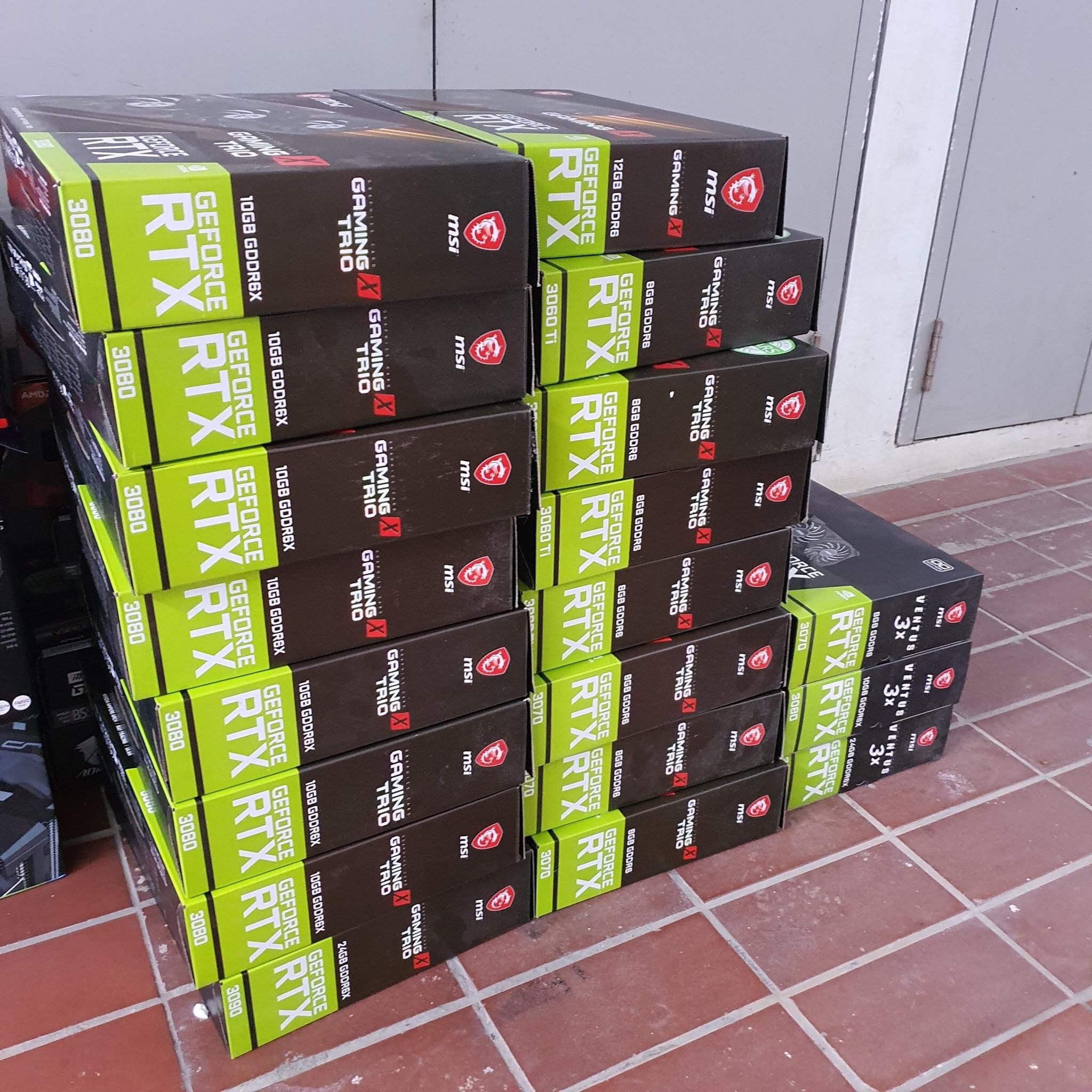 Brand New stock of Nvidia RTX 3060,,3080 and 3090 cards, selling for 750 plus shipping fees and $450 for the 3080 and for the 3060 $350 plus shipping 