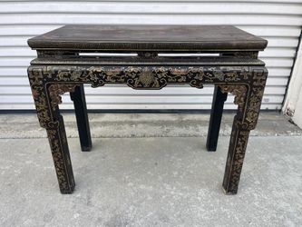 Beautiful Antique Chinese Black Lacquer & Gilt-decorated Altar Console Table