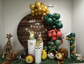 Wild One Jungle Safari Birthday Theme Decoration Balloon Garland 