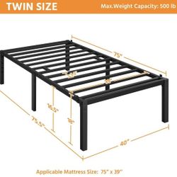 18 Inch Twin Bed Frames Heavy Duty Metal Platform Bed
