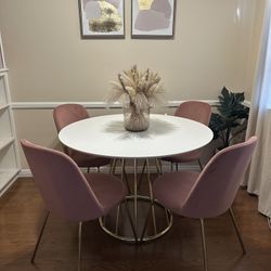 Round Dining Table With Gold Base 