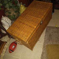 Vintage Weaved Trunk For Sale