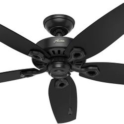 Hunter Fan Company 53294 Builder Elite Versatile Indoor/Outdoor 52 Inch Ceiling Fan without Light Fixture, Matte Black, 52"

