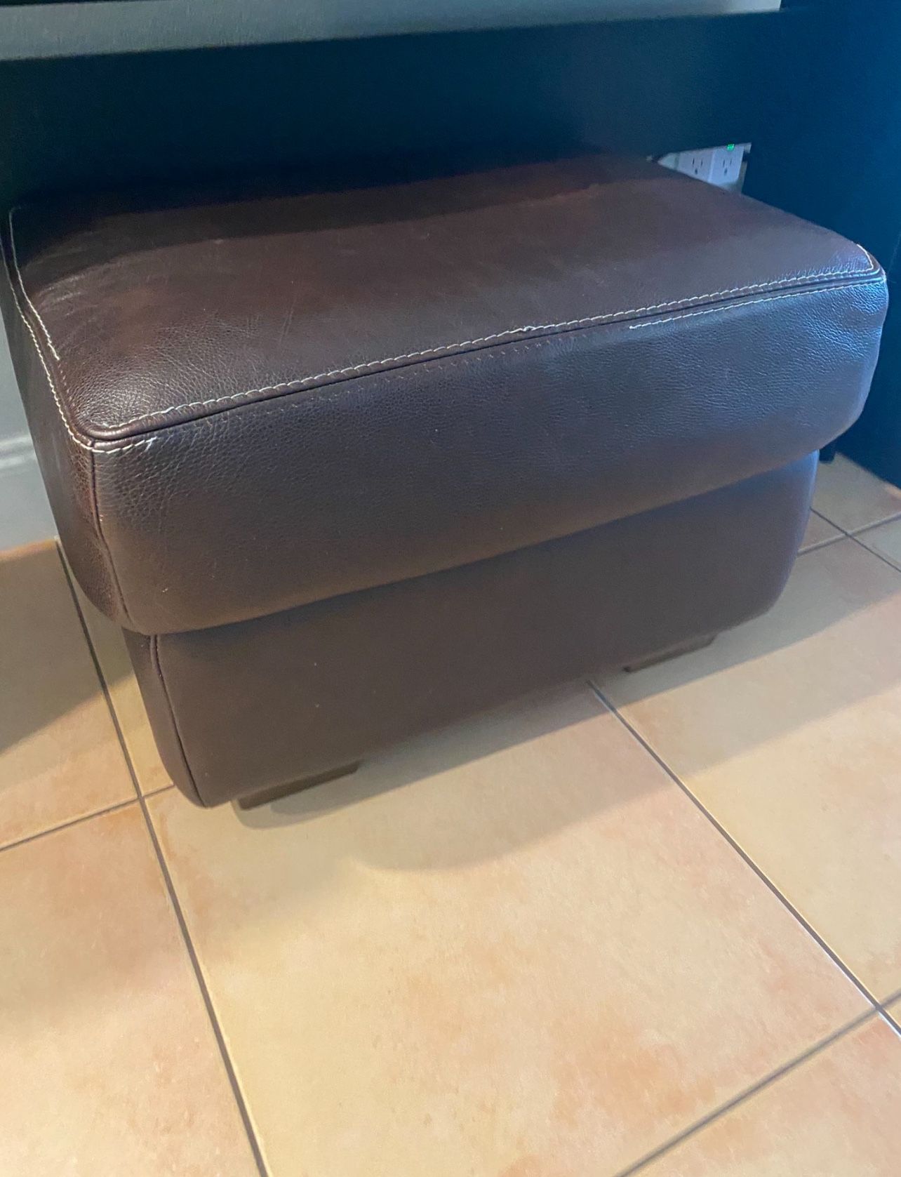 Brown Leather Ottoman