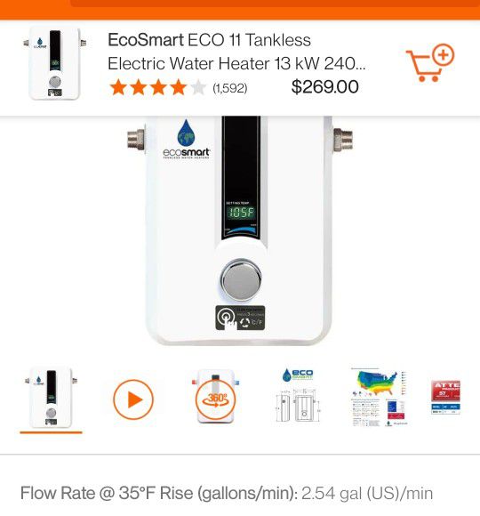 Ecosmart Eco11 Tankless Whole Home Water heater New