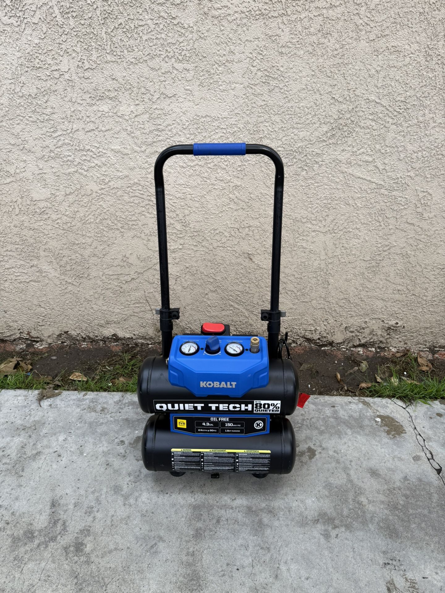 Kobalt QUIET TECH 4.3-Gallon Portable Electric 150 PSI Twin stack Air Compressor
